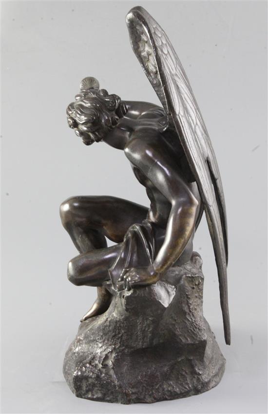 Jean Francois Theodore Gechter (1796-1844). A second quarter of the 19th century French bronze figure of an angel, height 13.75in.